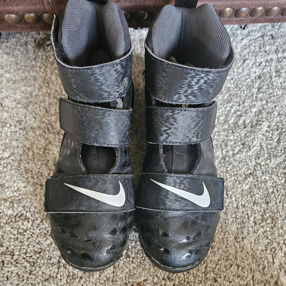 Nike Black and White Kids' High-Top Sneakers with Hook-and-Loop Straps